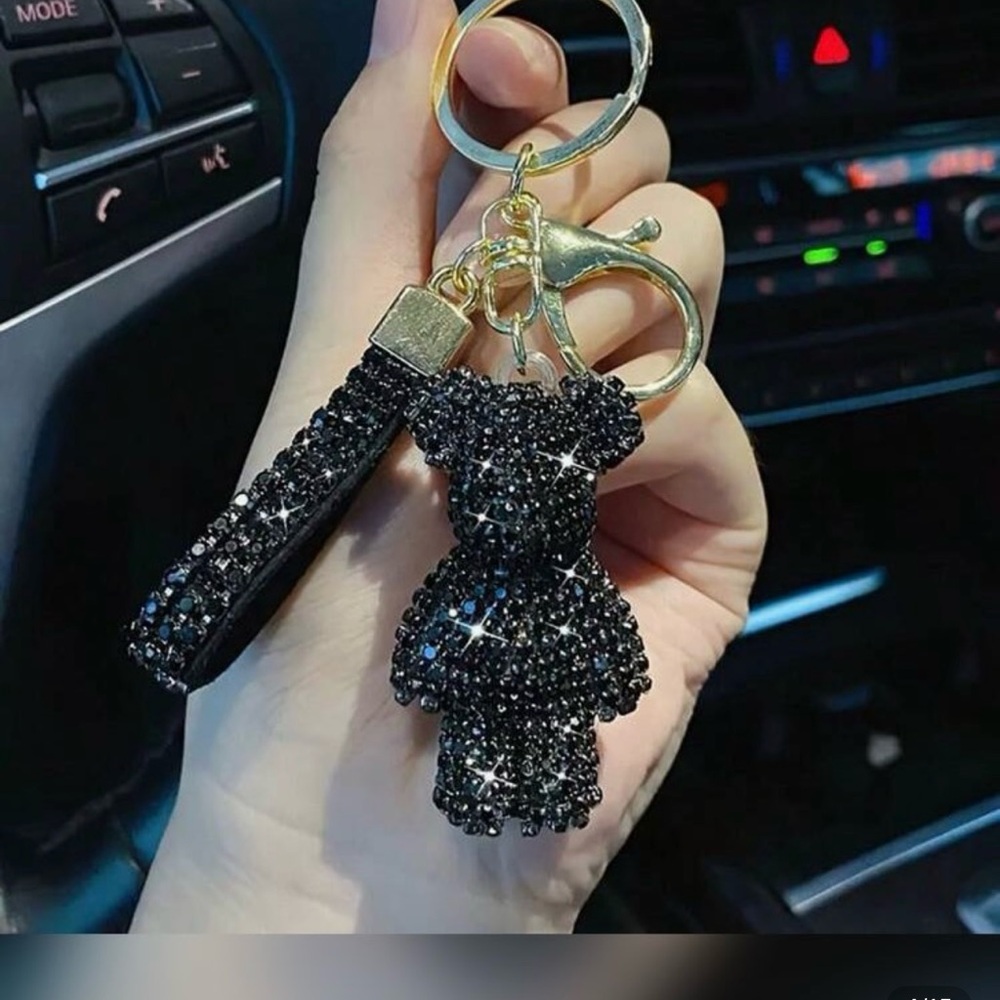 Elegant Black Teddy Bear Bag charm/ Keychain